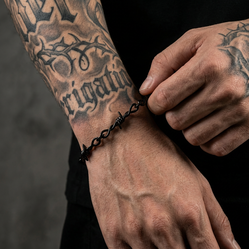 Black Barbed Wire Stainless Steel Bracelet