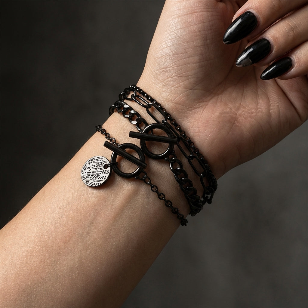 Blackout Layered Stainless Steel Bracelet