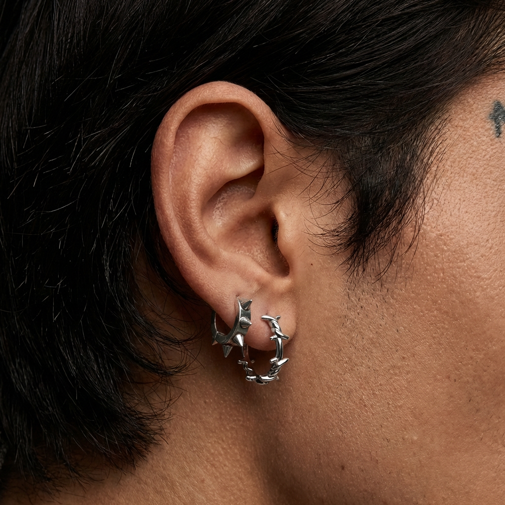 Barb Wire Stainless Steel Earrings