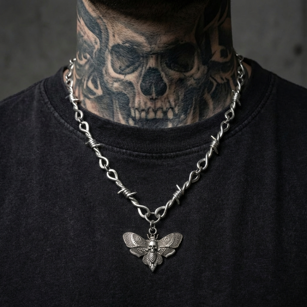 Death Moth Gothic Stainless Steel Necklace