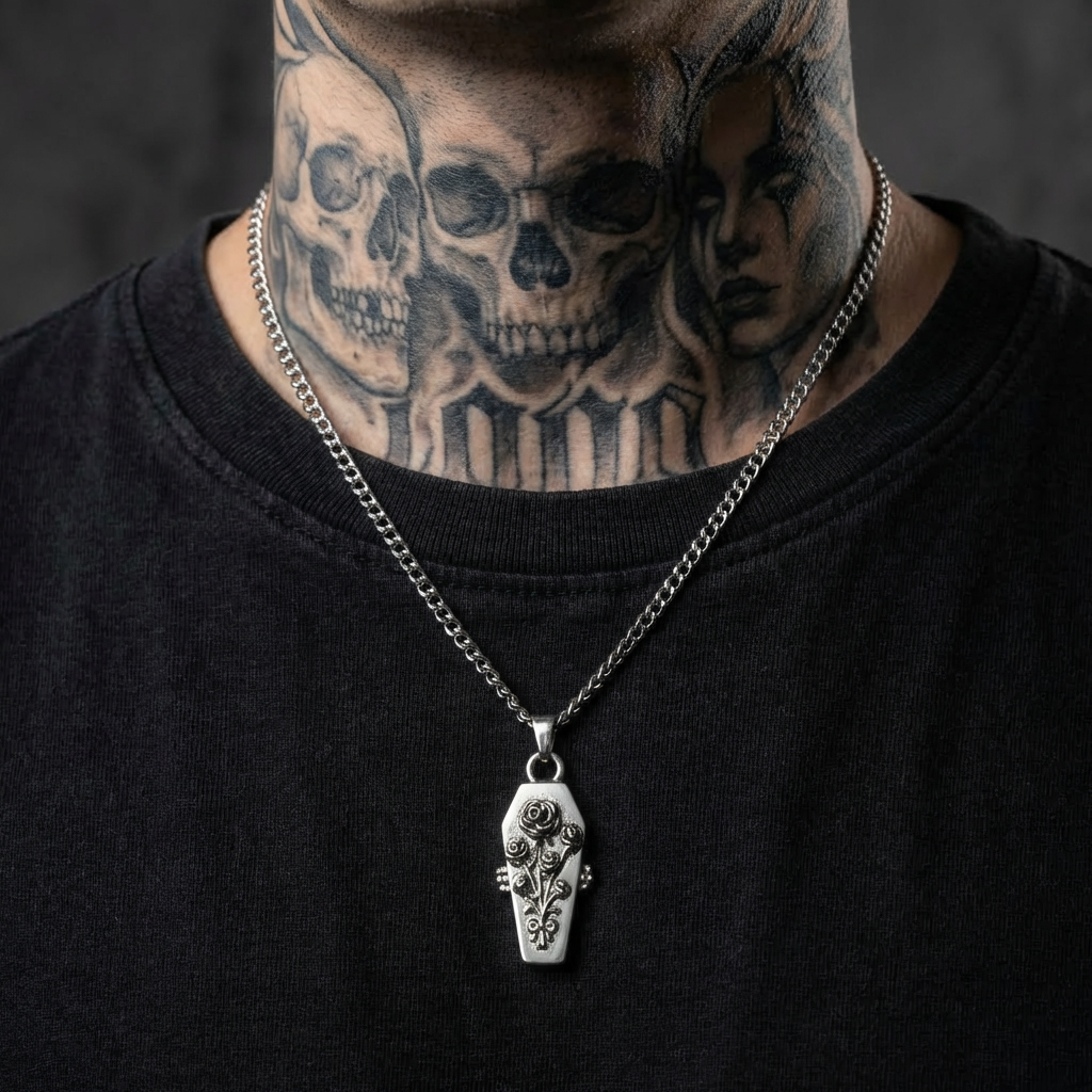 Coffin Locket Stainless Steel Necklace