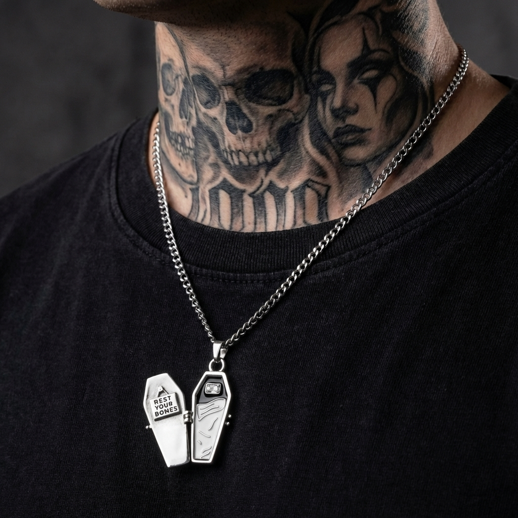 Coffin Locket Stainless Steel Necklace