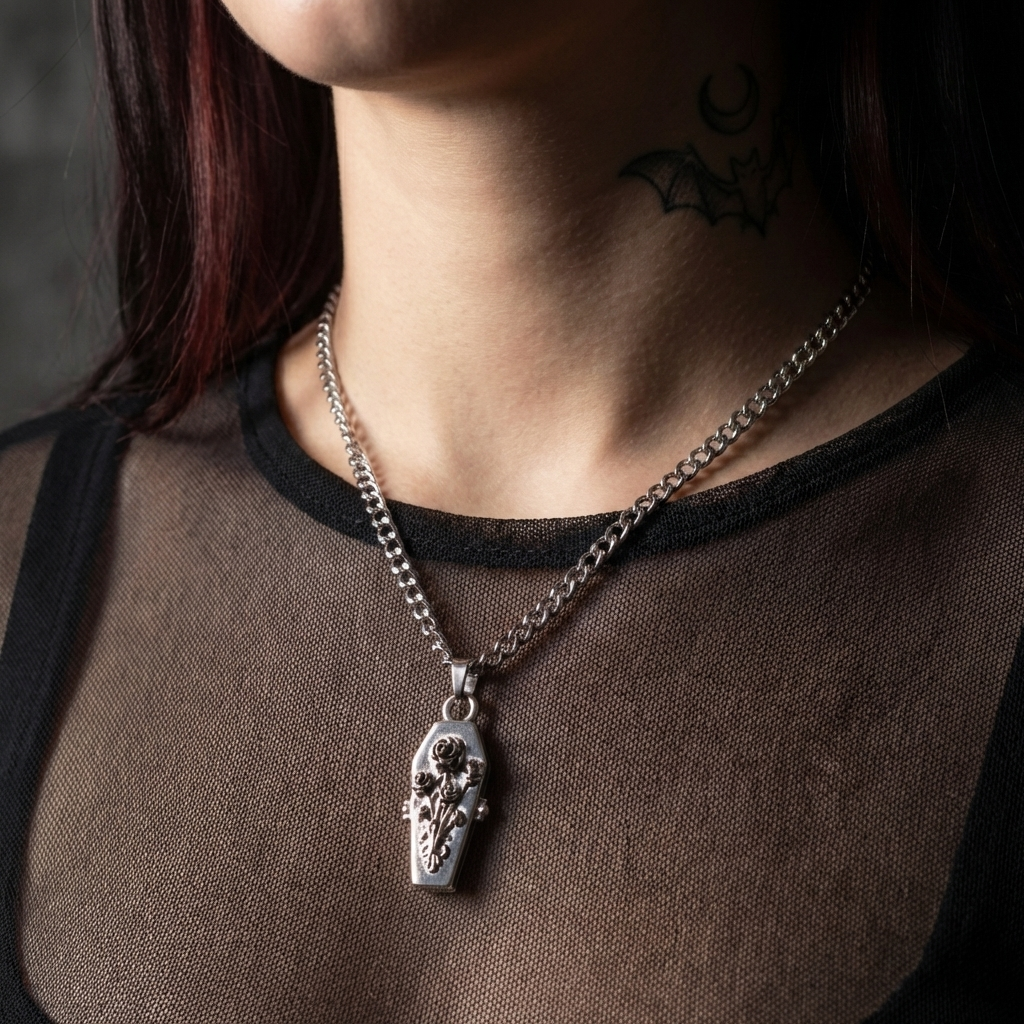 Coffin Locket Stainless Steel Necklace