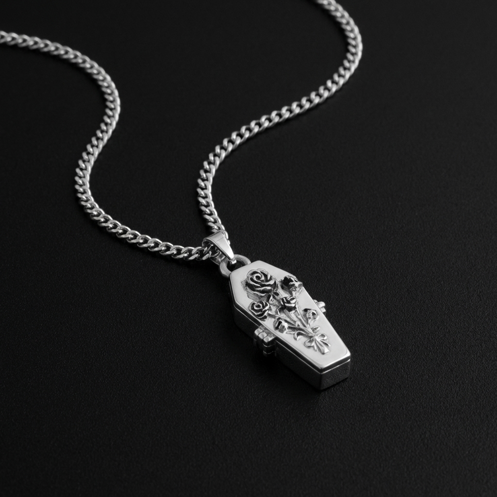Coffin Locket Stainless Steel Necklace