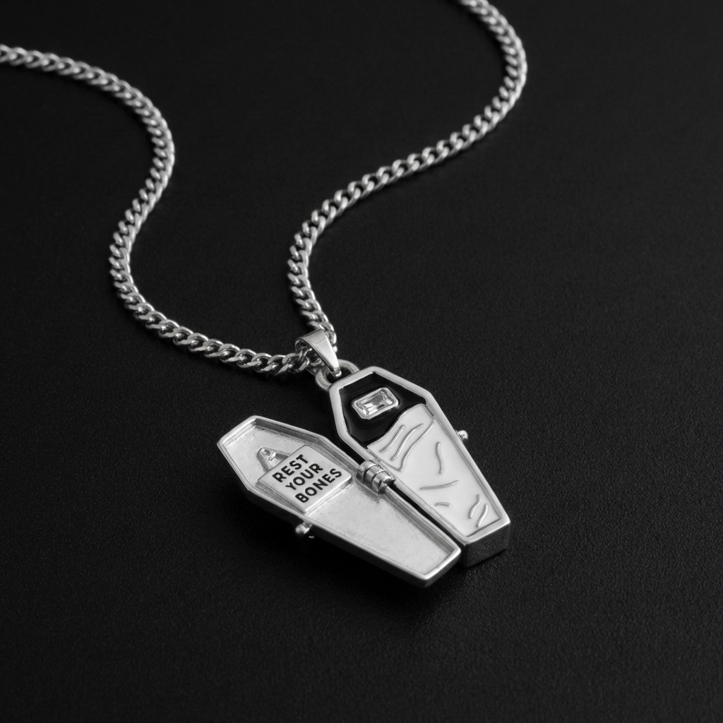 Coffin Locket Stainless Steel Necklace