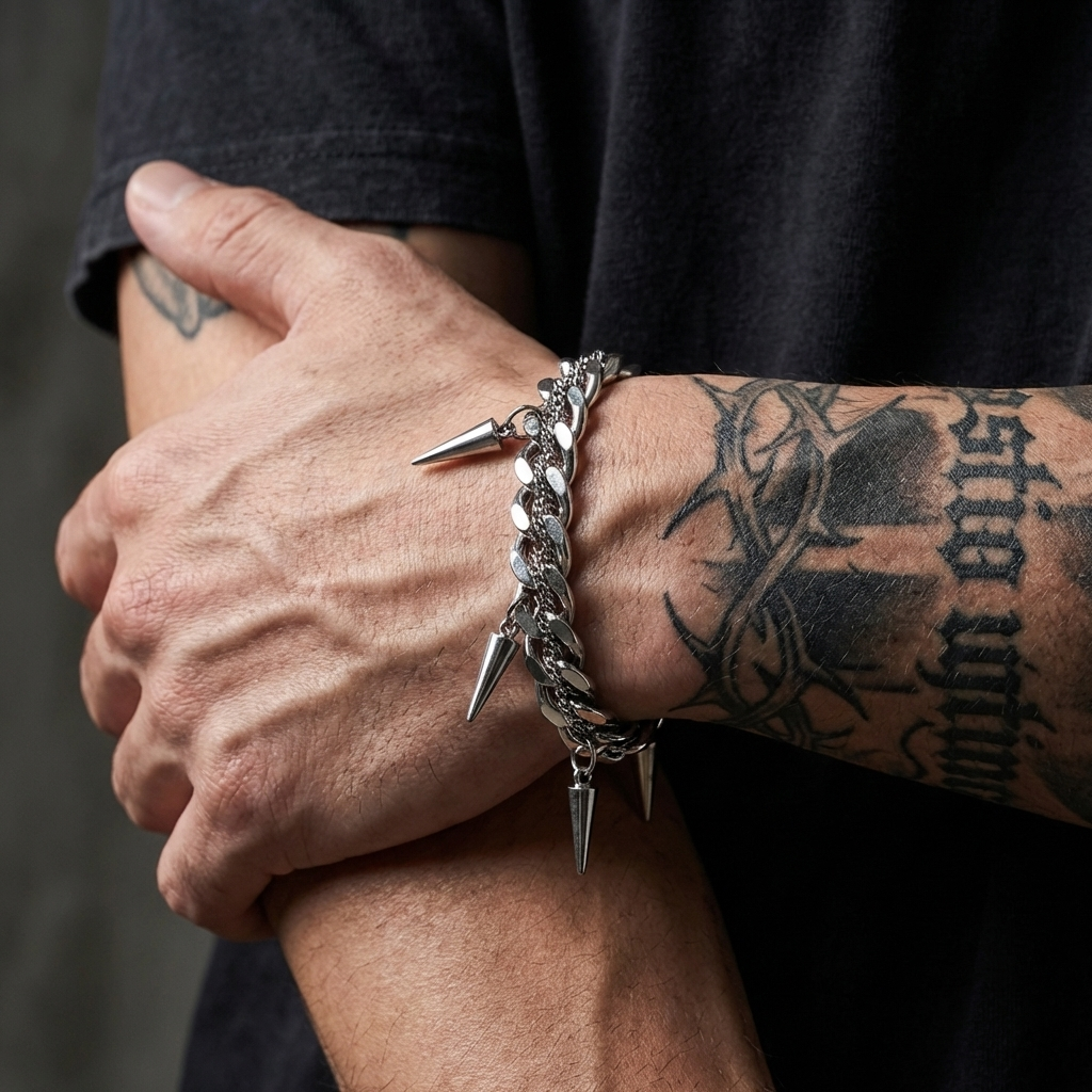 Spiked Cuban Link Stainless Steel Bracelet