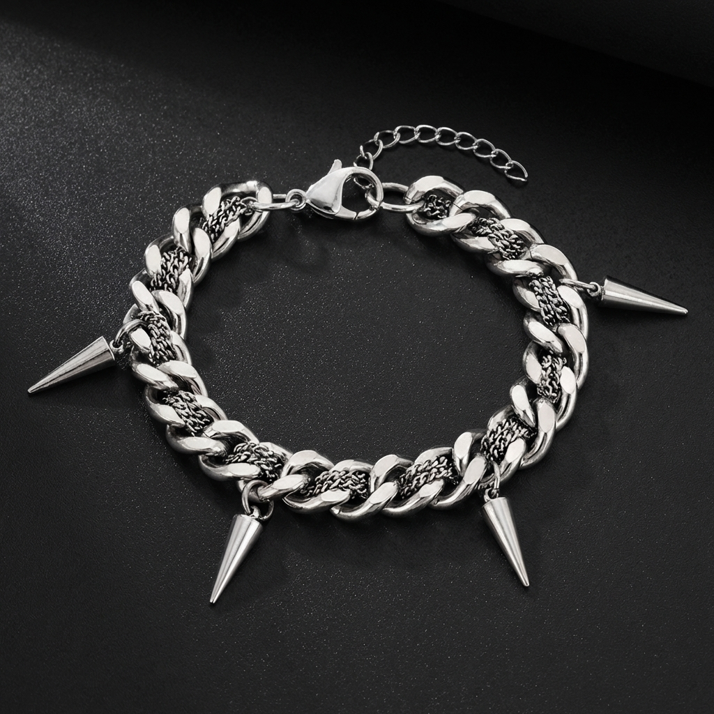 Spiked Cuban Link Stainless Steel Bracelet
