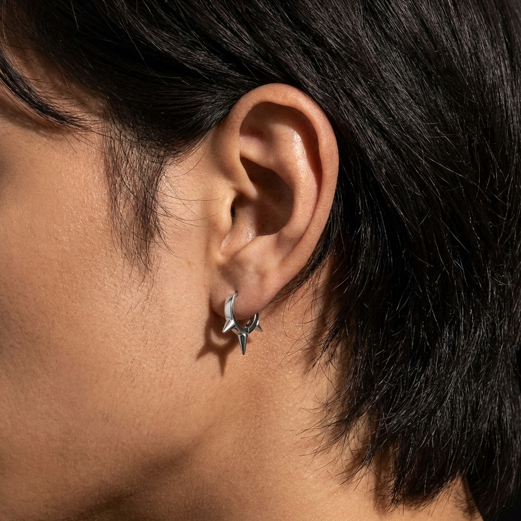 Pierce Stainless Steel Hoop Earrings