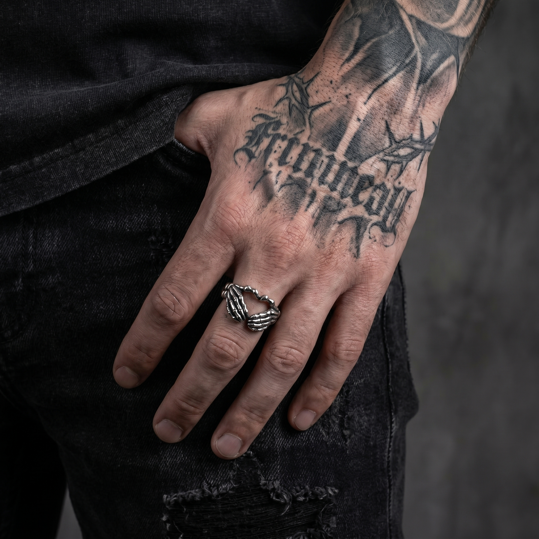 Death's Grip Gothic Stainless Steel Ring