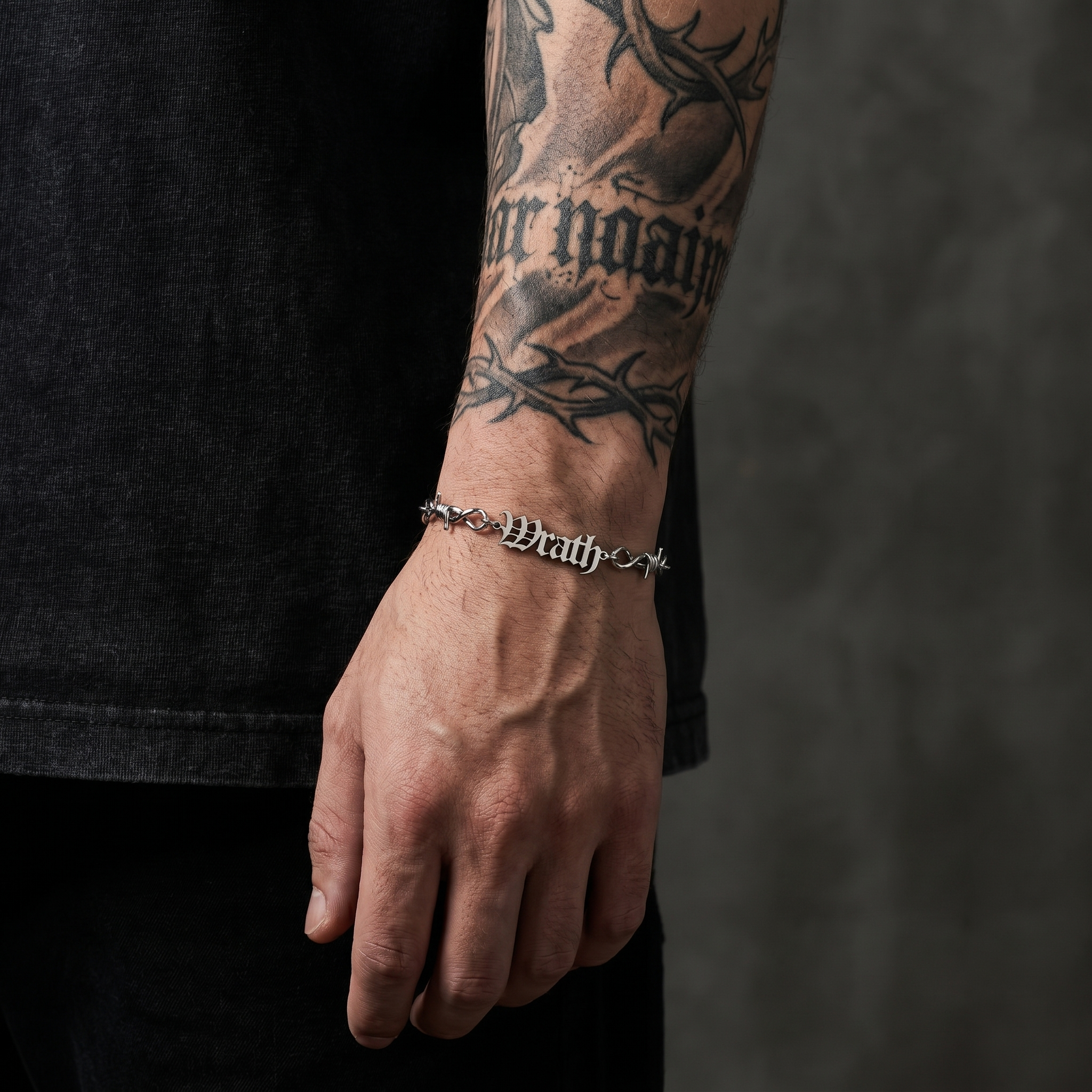 Custom Barb Wire Stainless Steel Name Bracelet