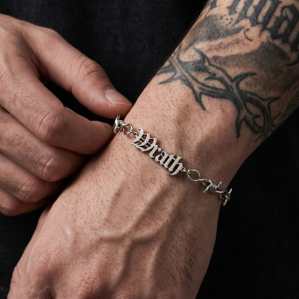 Custom Barb Wire Stainless Steel Name Bracelet