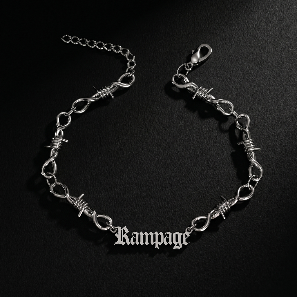 Custom Barb Wire Stainless Steel Name Bracelet