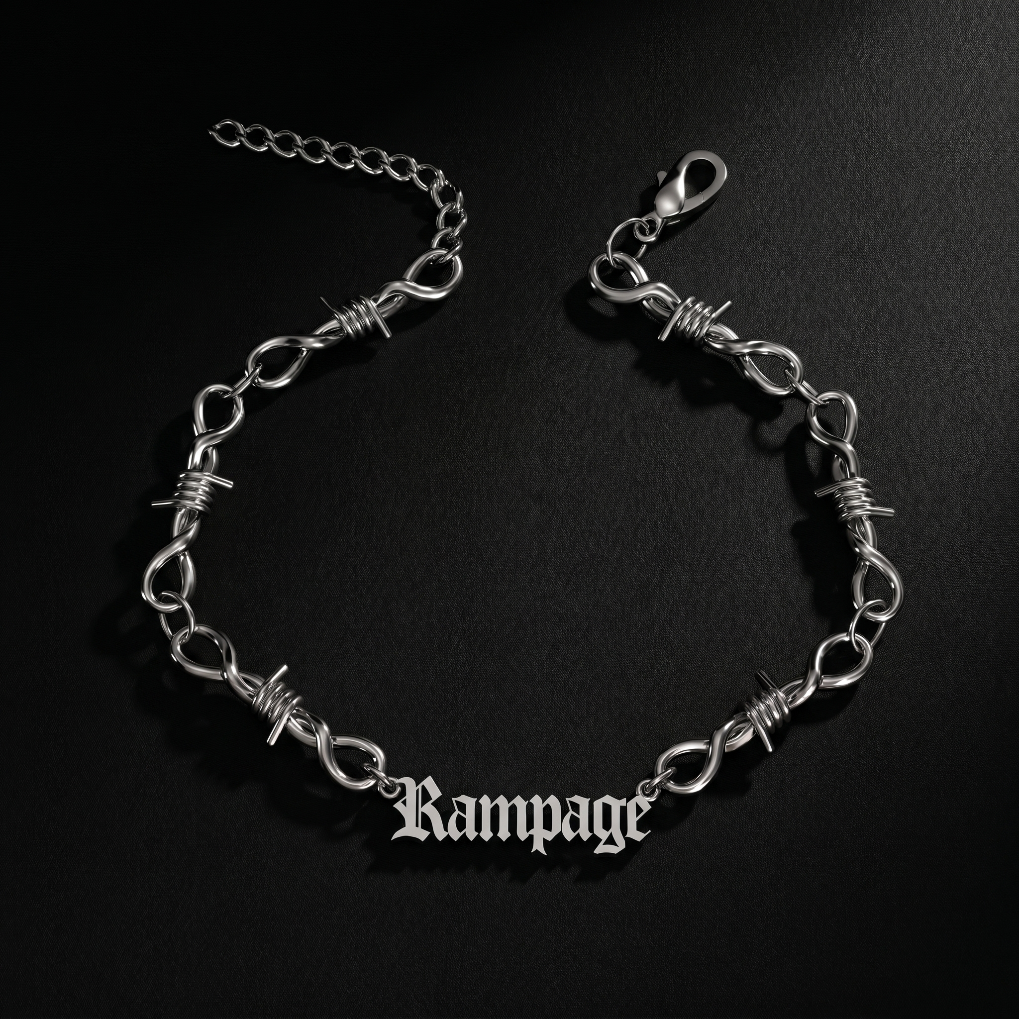 Custom Barb Wire Stainless Steel Name Bracelet