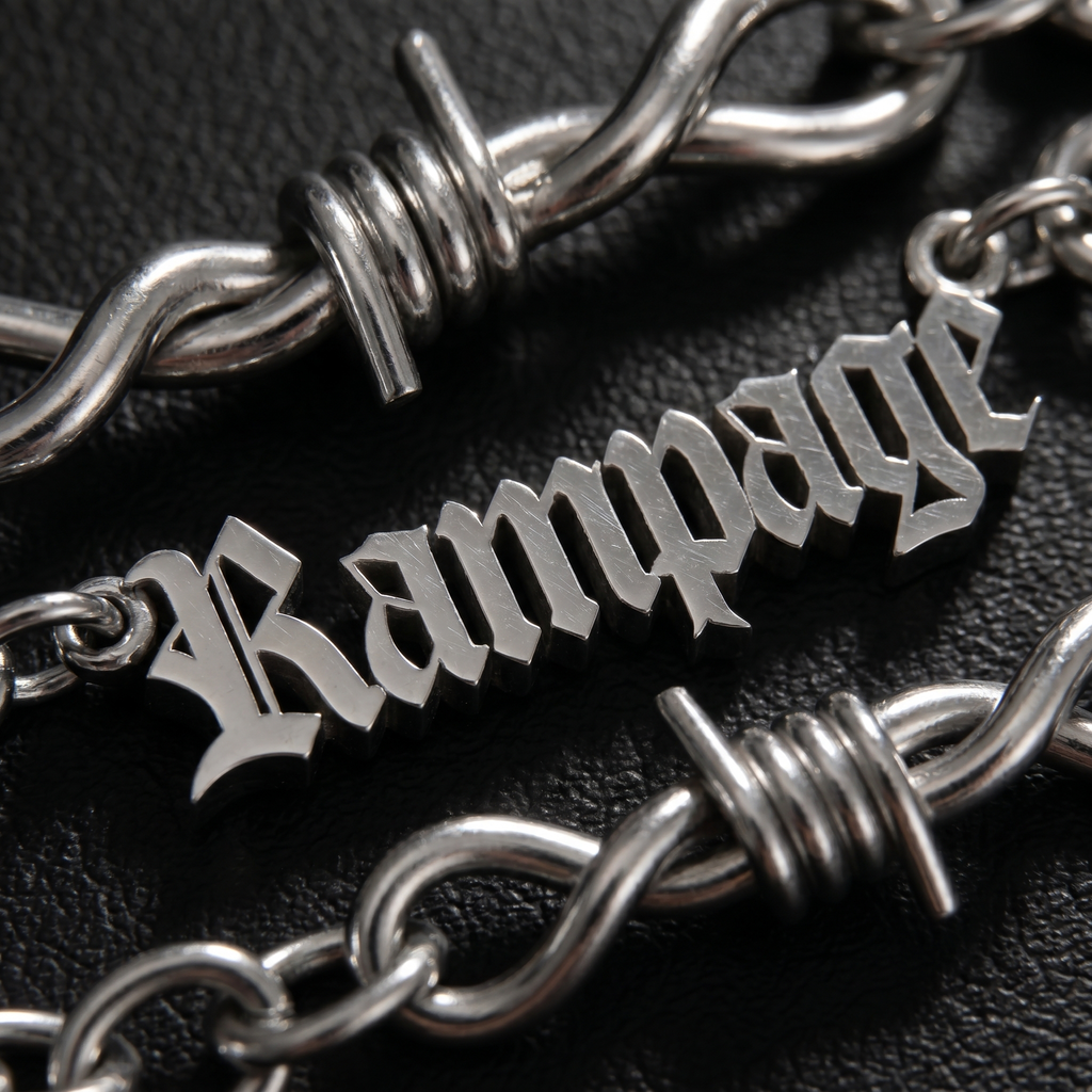 Custom Barb Wire Stainless Steel Name Bracelet