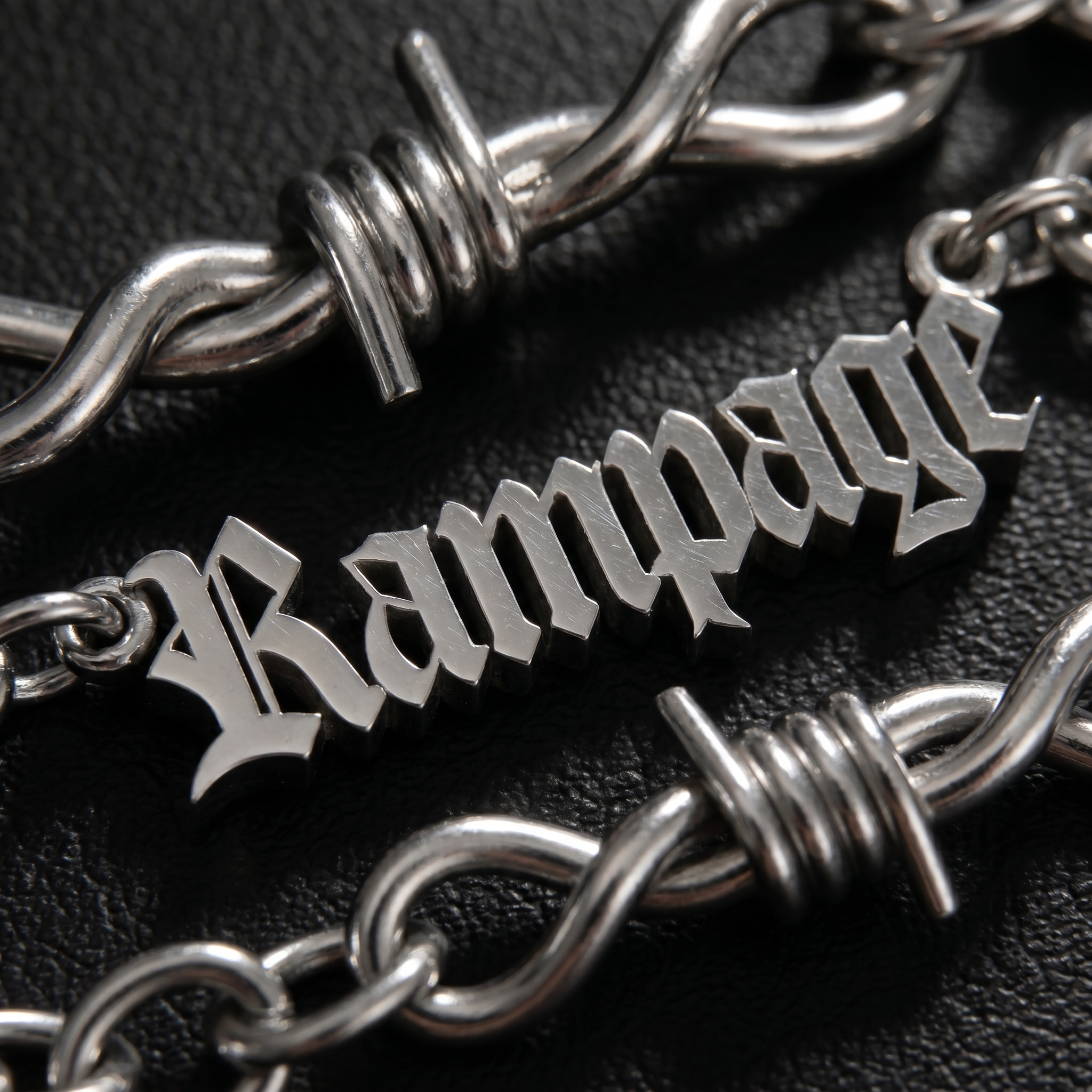 Custom Barb Wire Stainless Steel Name Bracelet