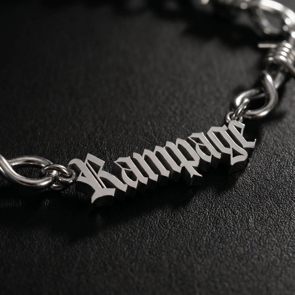 Custom Barb Wire Stainless Steel Name Bracelet