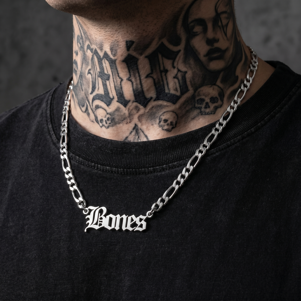 Custom Old English Stainless Steel Name Necklace