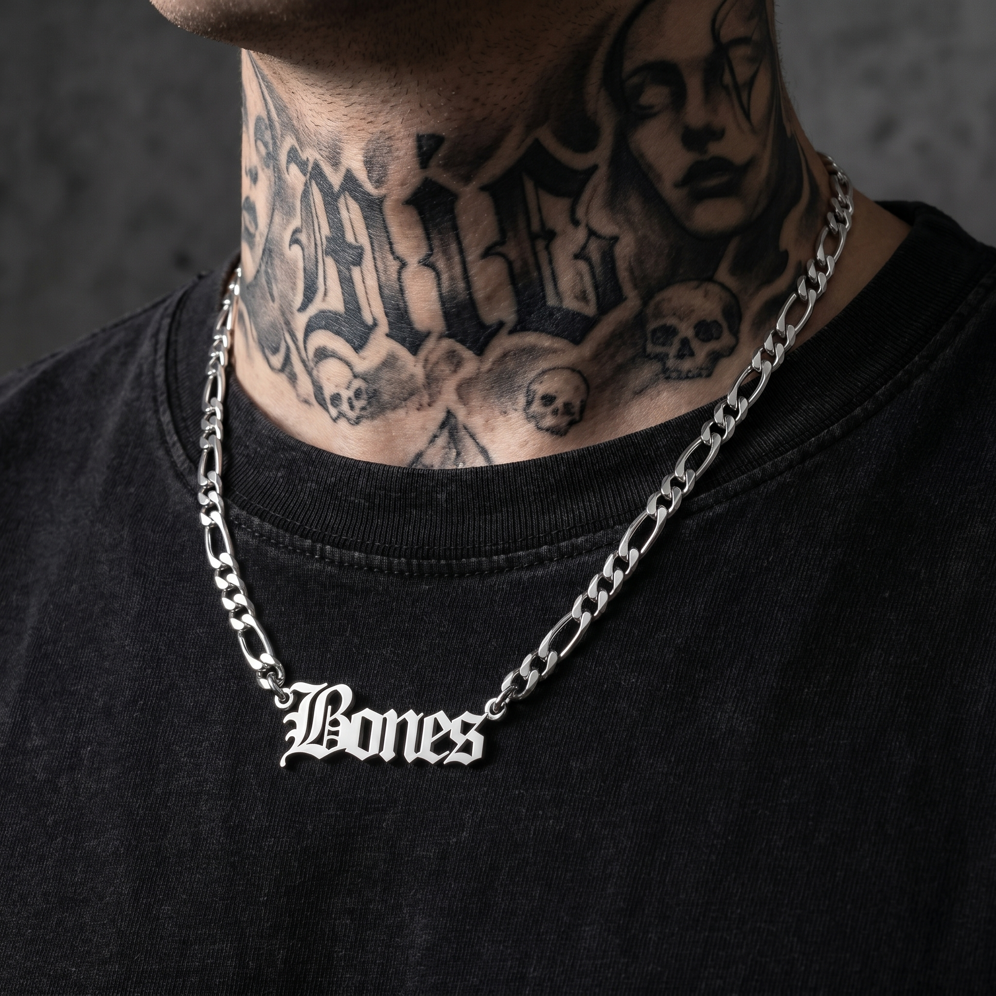 Custom Old English Stainless Steel Name Necklace