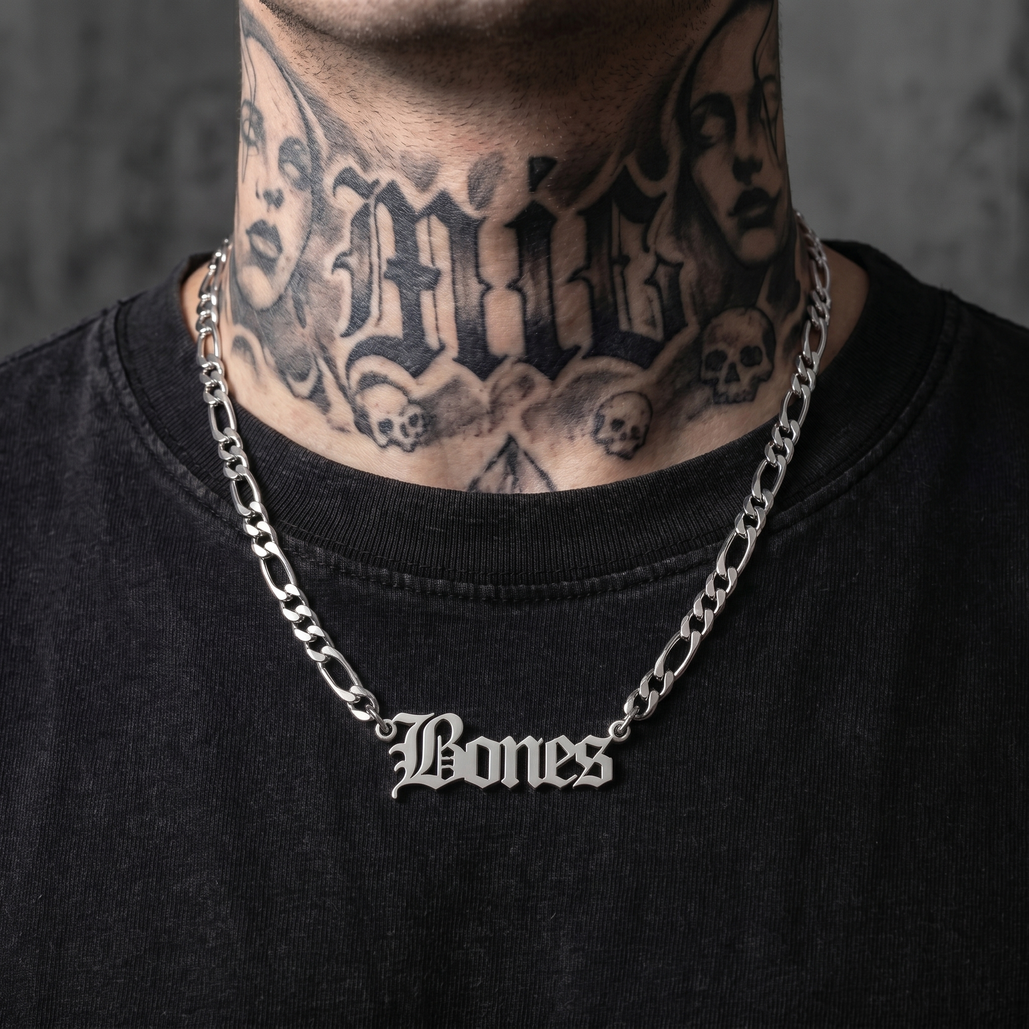 Custom Old English Stainless Steel Name Necklace