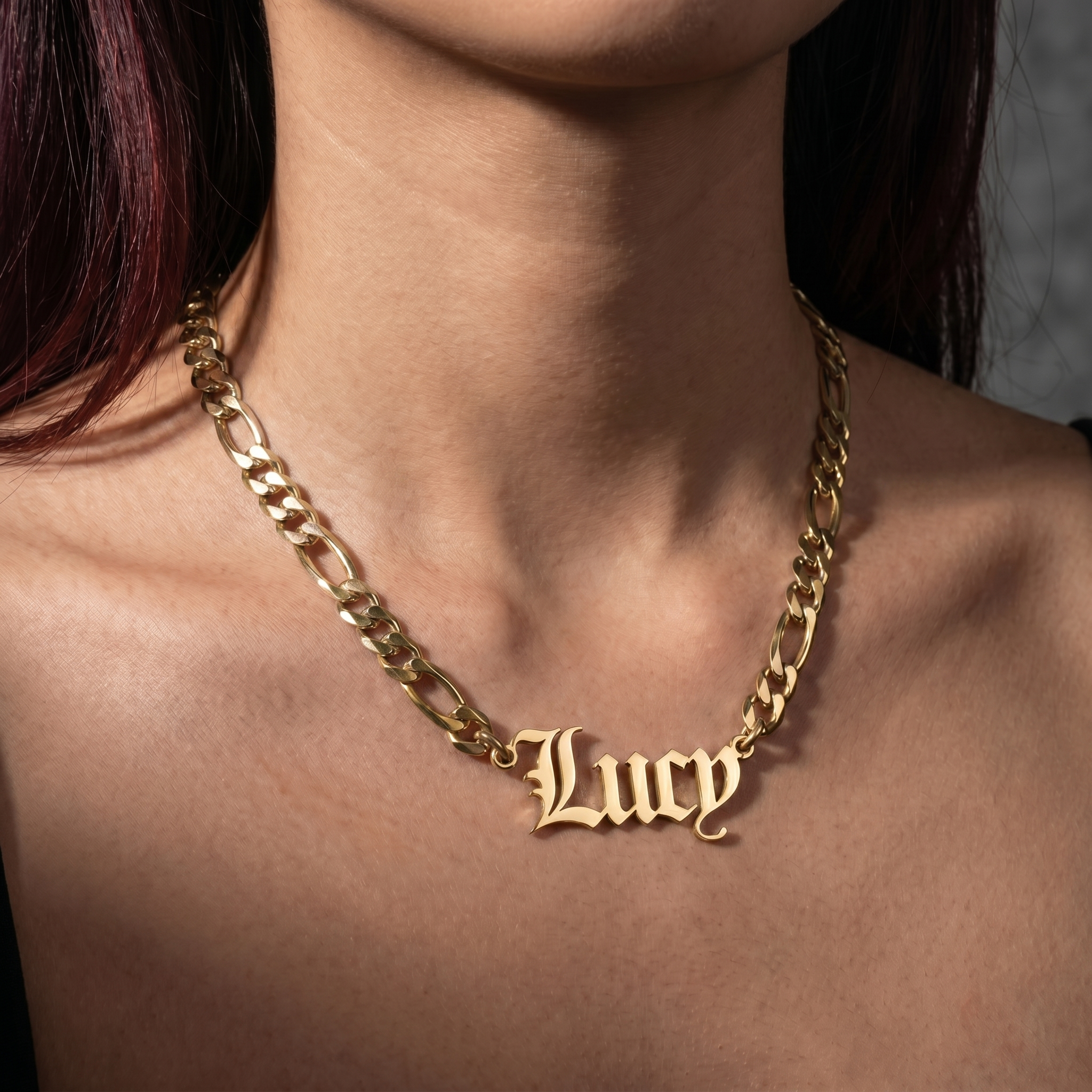 Custom Old English Stainless Steel Name Necklace