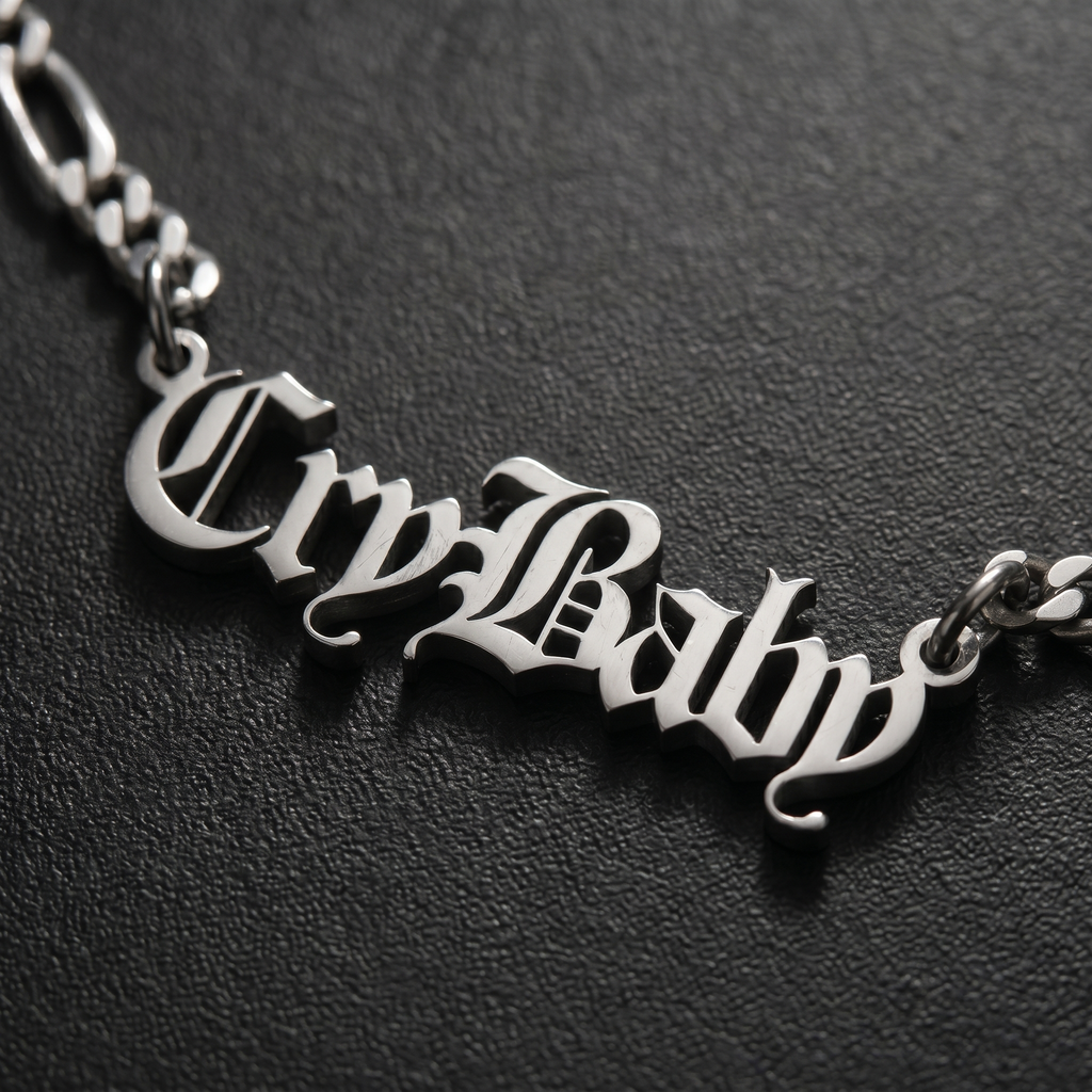 Custom Old English Stainless Steel Name Necklace