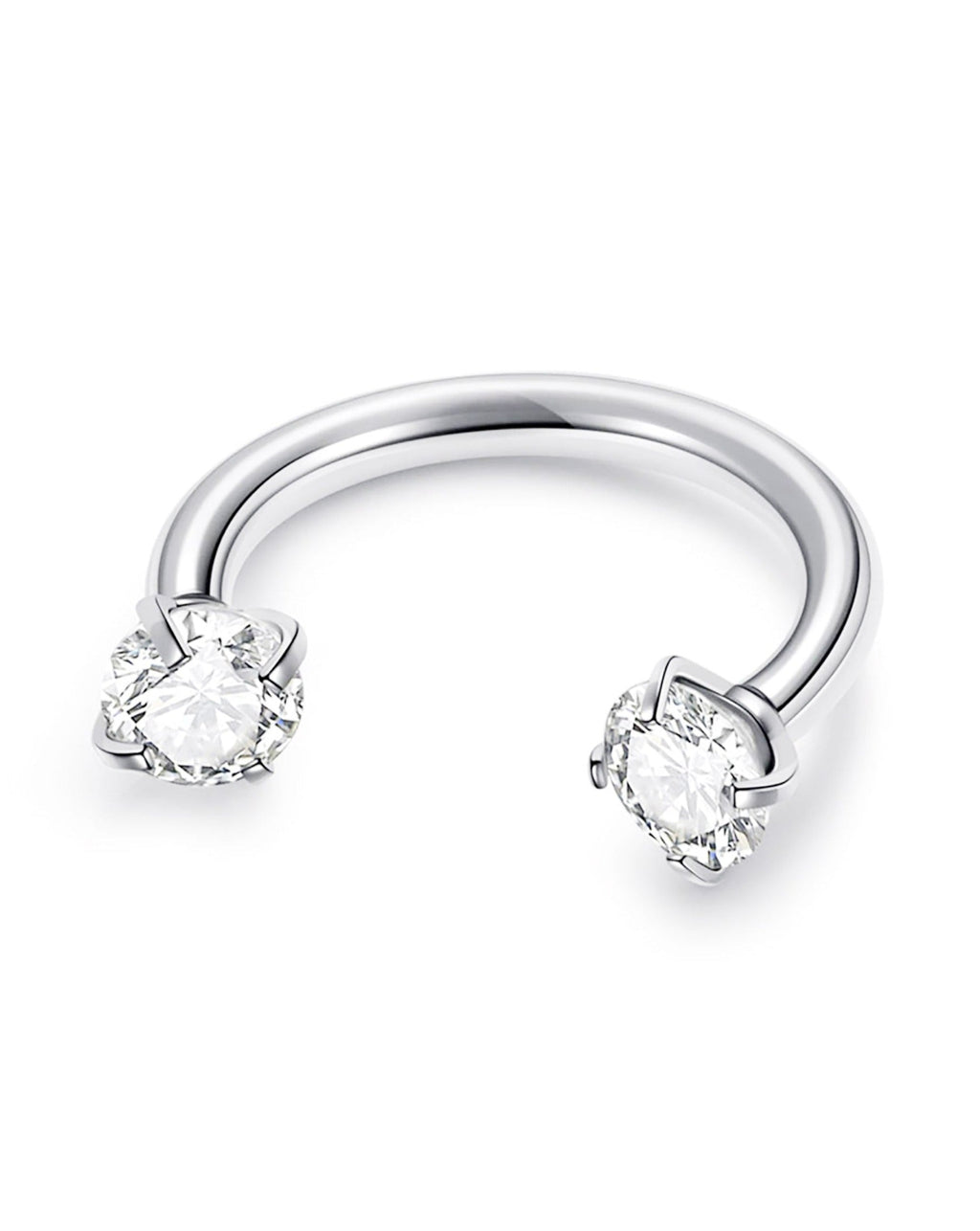 Sparkle Crystal Prong Polished Horseshoe Hoop Ring