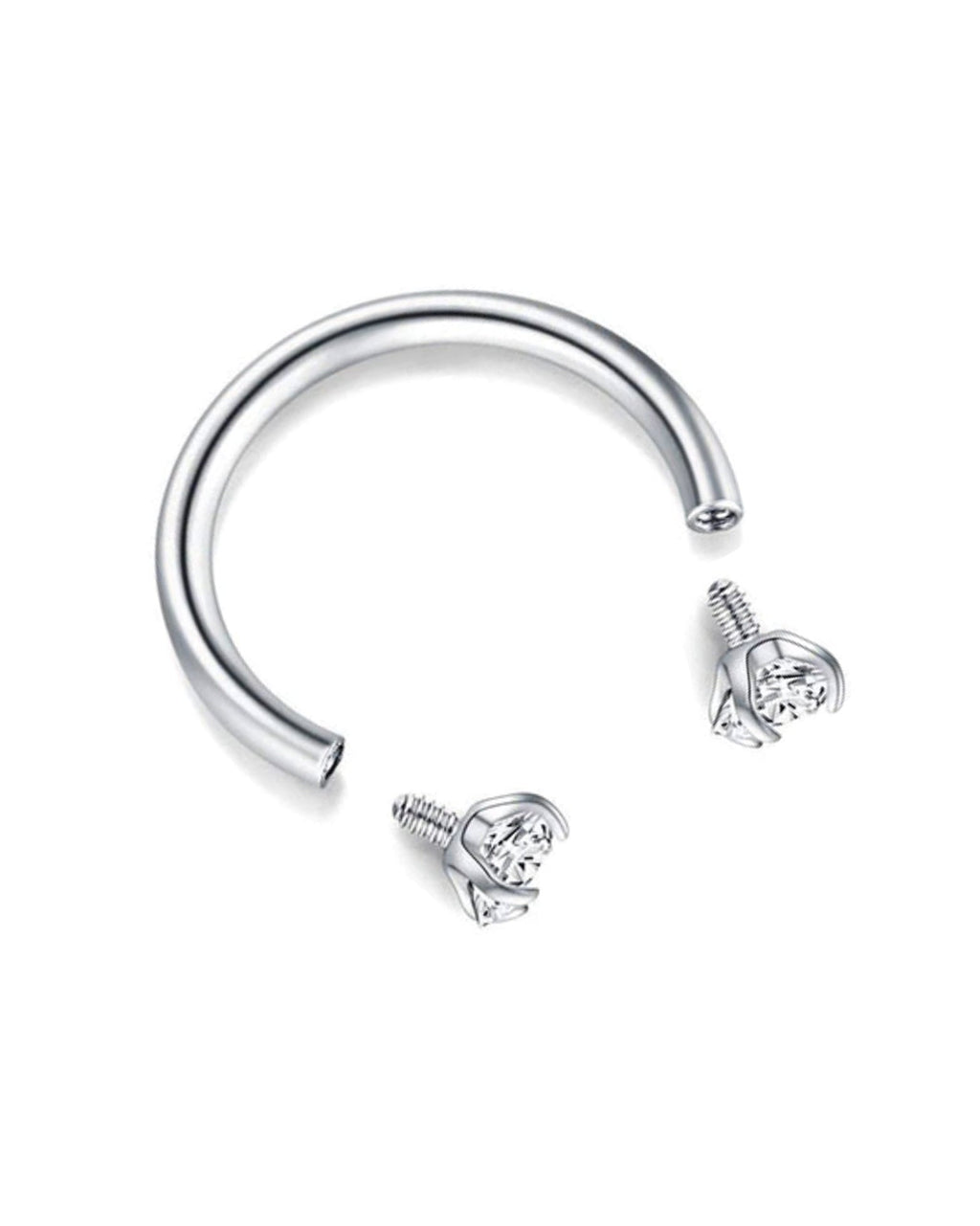 Sparkle Crystal Prong Polished Horseshoe Hoop Ring