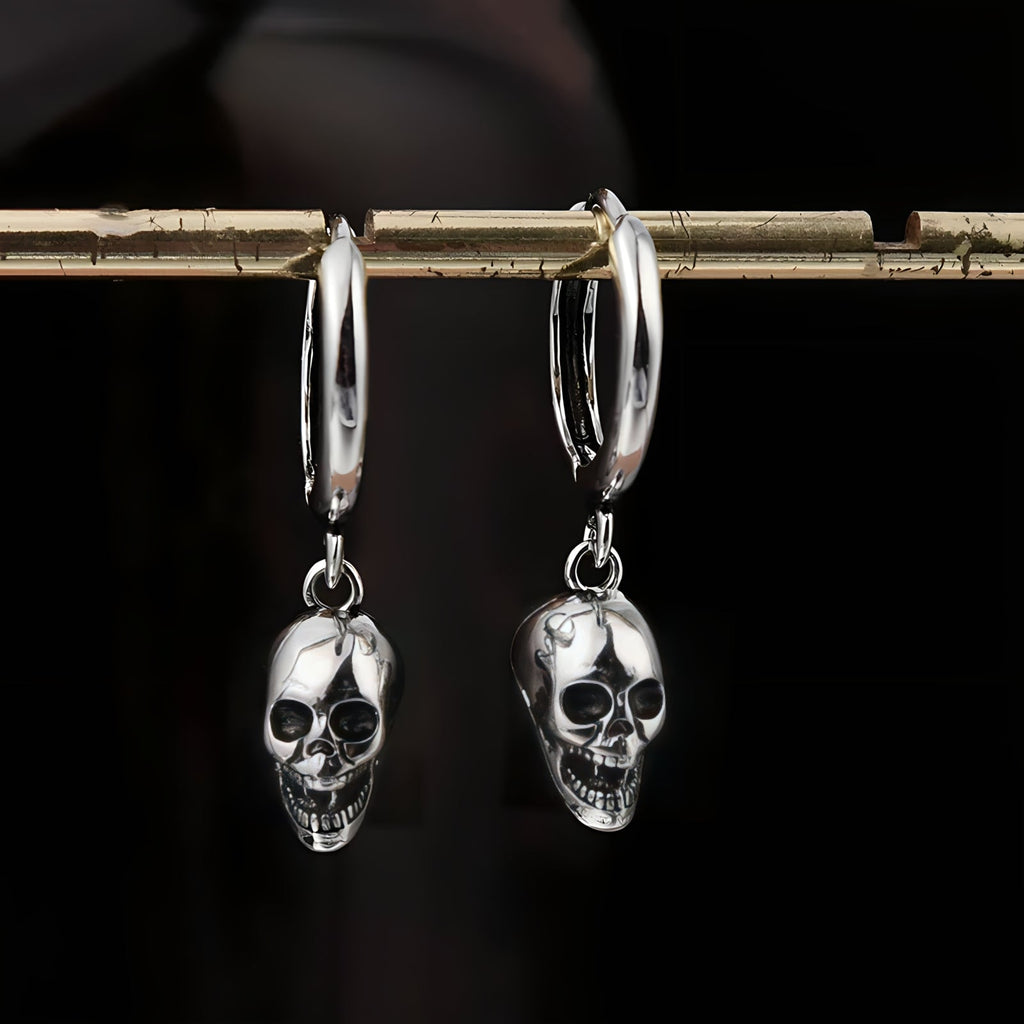 Death Skull Stainless Steel Hoop Earrings