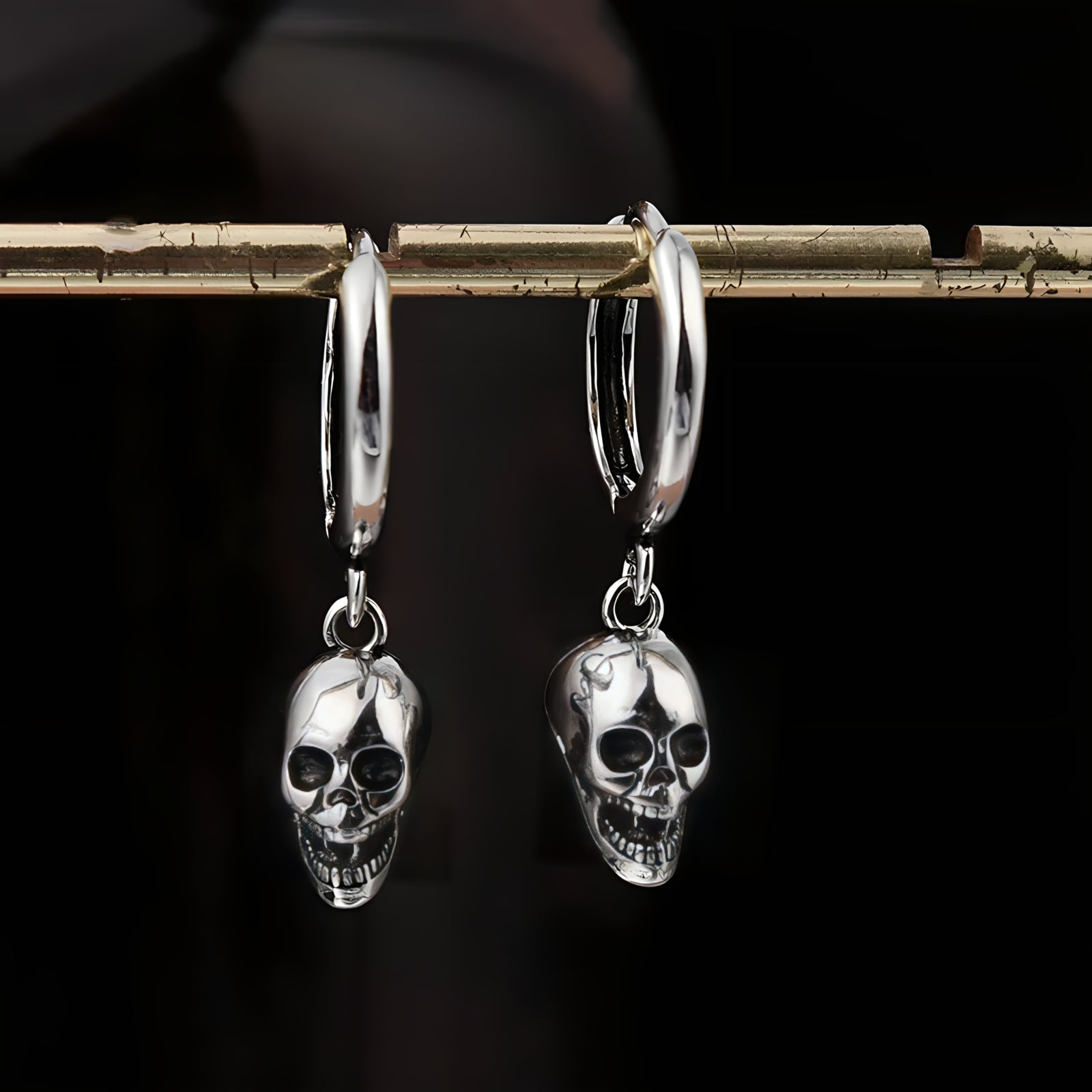 Death Skull Stainless Steel Hoop Earrings