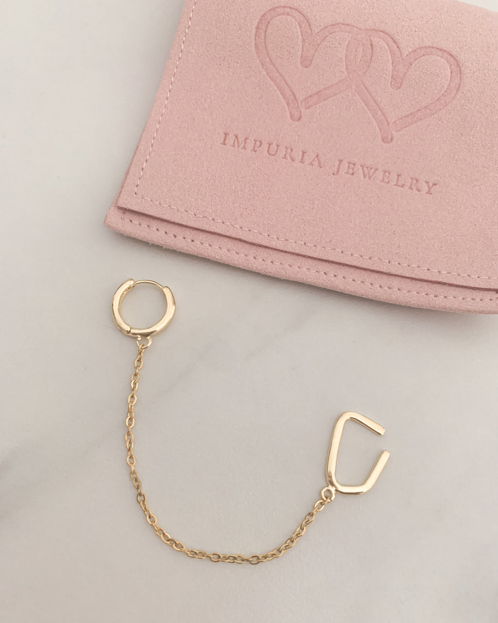 Joy Chain Ear Cuff Polished Hoop Huggie Earrings