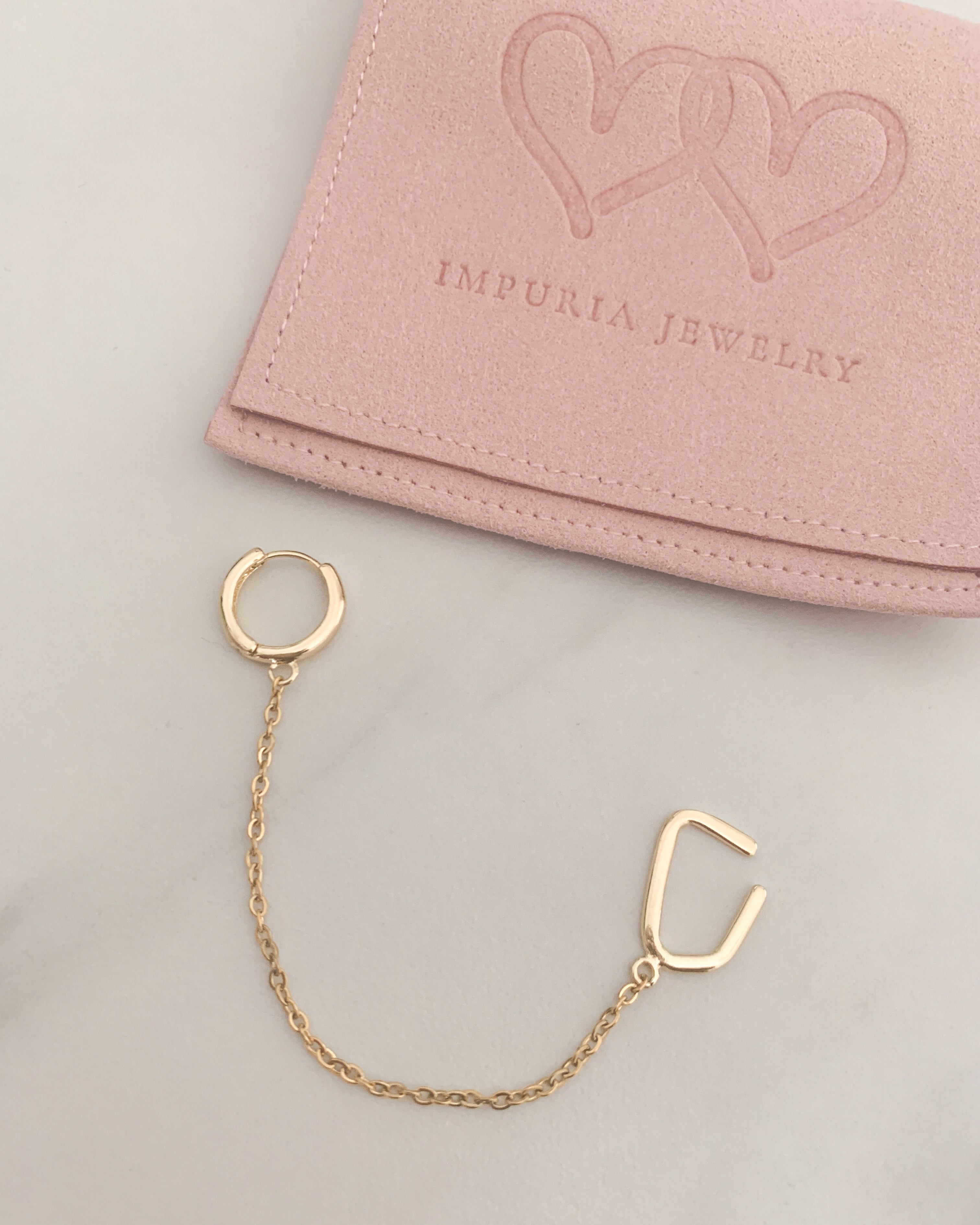 Joy Chain Ear Cuff Polished Hoop Huggie Earrings