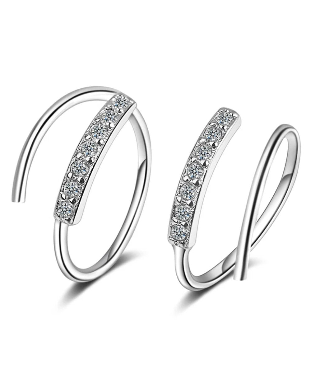 June Minimalist Crystal Spiral Hoop Earrings