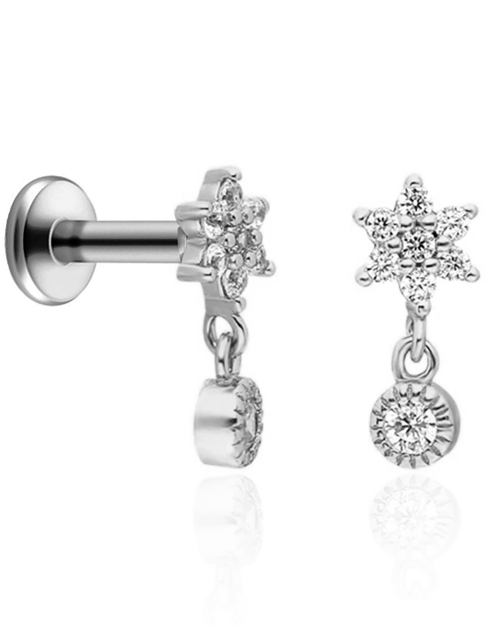 Kalina Flower Dangle Drop Ear Piercing Stud