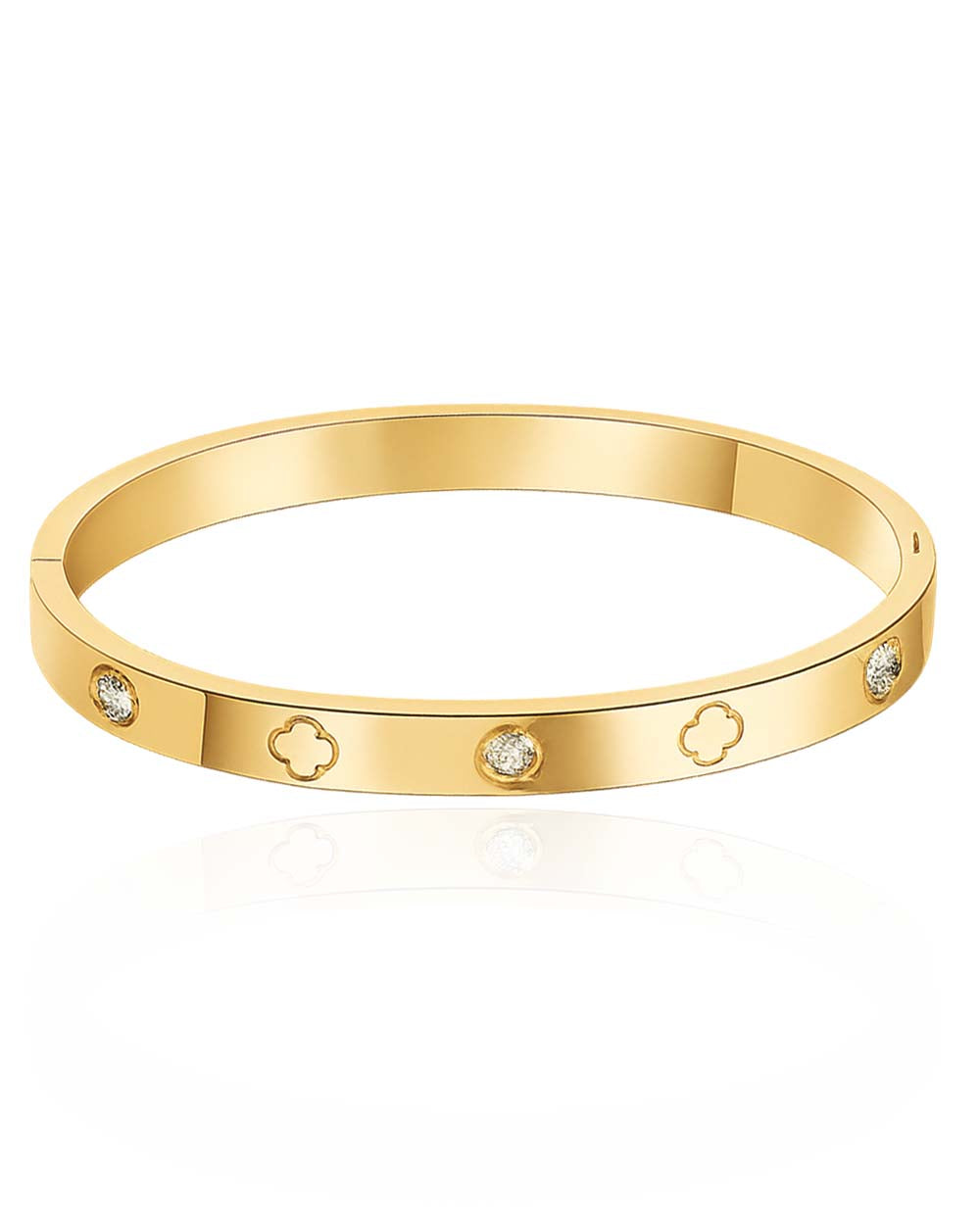 Lavish Clover & Crystal Bangle Bracelet