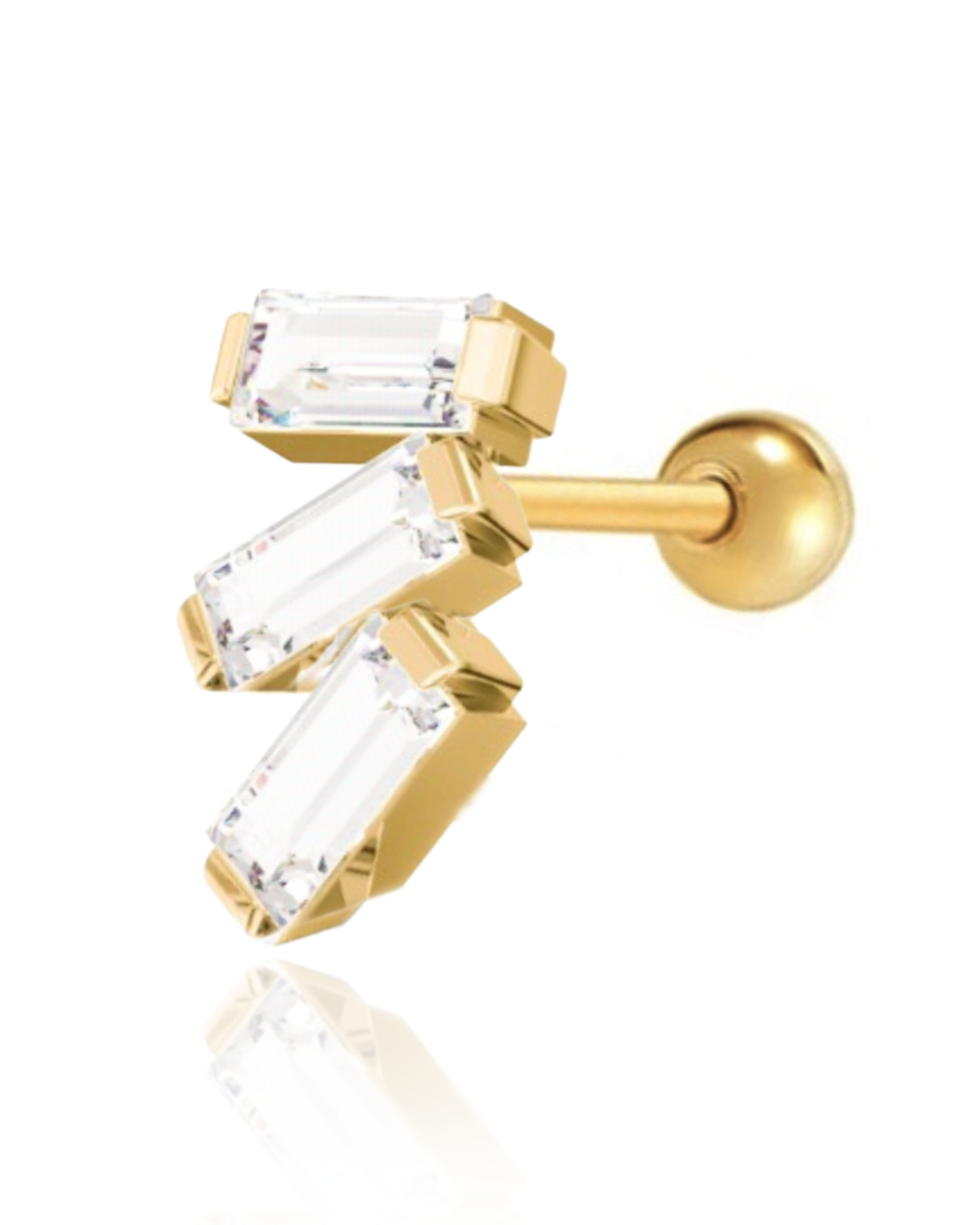 Liz Triple Baguette Crystal Ear Piercing Earring Stud