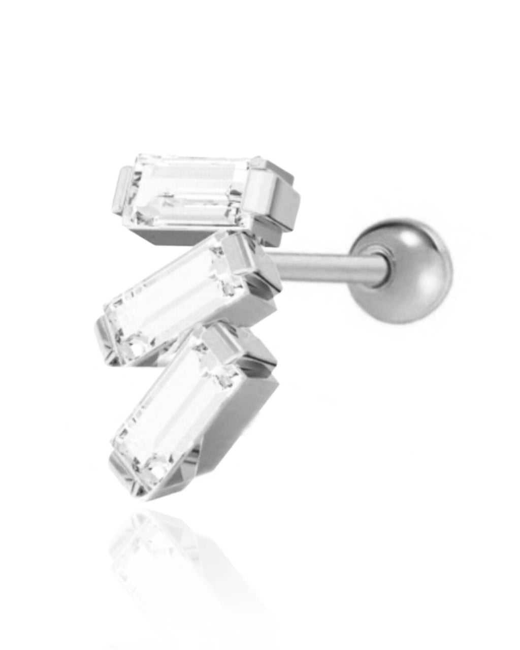 Liz Triple Baguette Crystal Ear Piercing Earring Stud