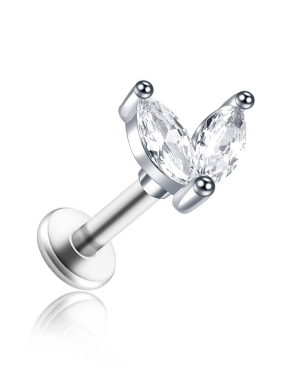 Mai Crystal Two Leaf Lotus Ear Piercing Stud