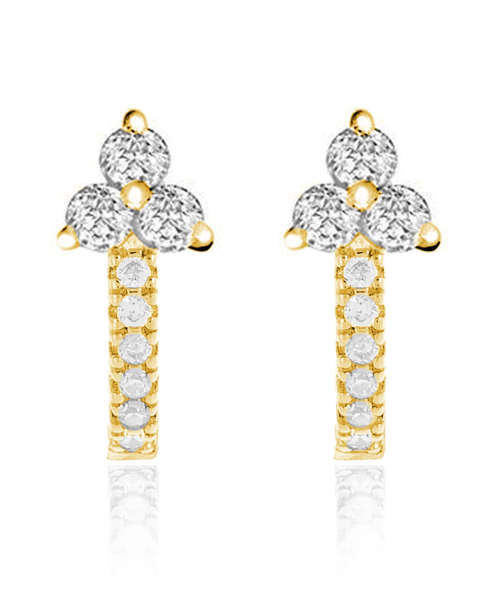 Kaia Crystal Lotus Pave Eternity Hoop Huggie Earrings