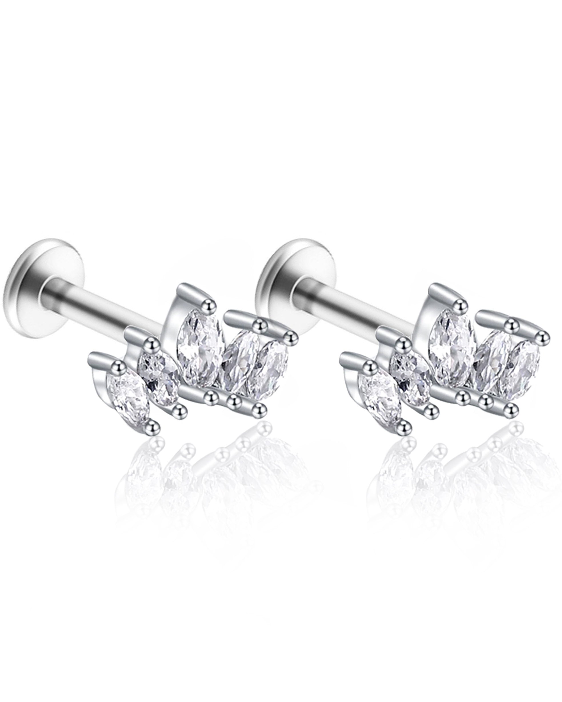 Mai Crystal Five Leaf Lotus Ear Piercing Earring Stud Set