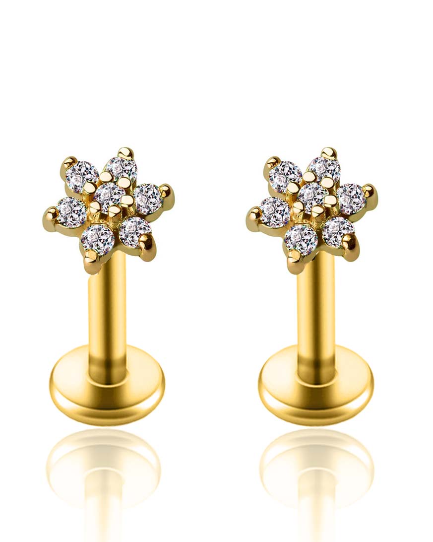 Miki Crystal Flower Ear Piercing Earring Stud Set