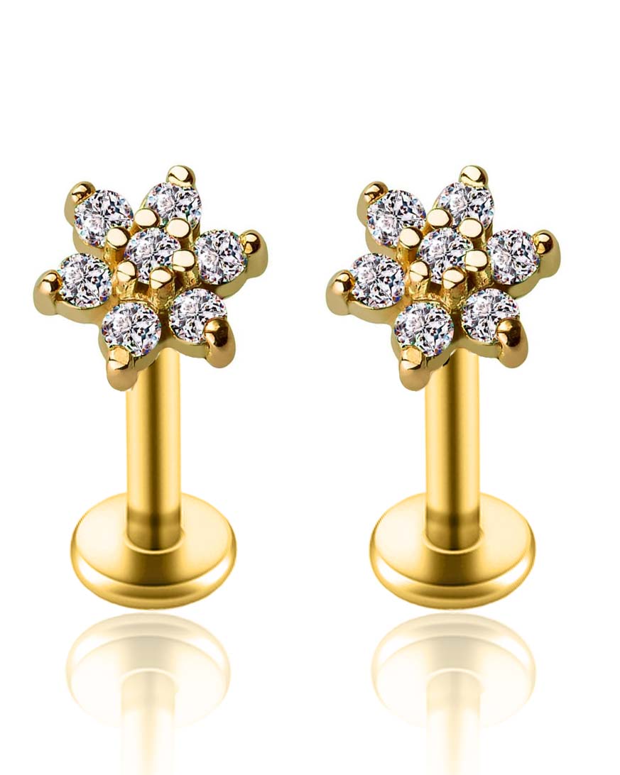 Miki Crystal Flower Ear Piercing Earring Stud Set