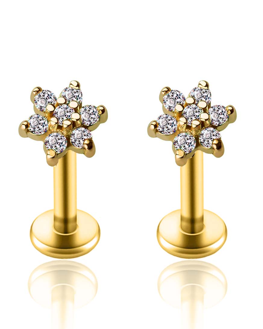 Miki Crystal Flower Ear Piercing Earring Stud Set