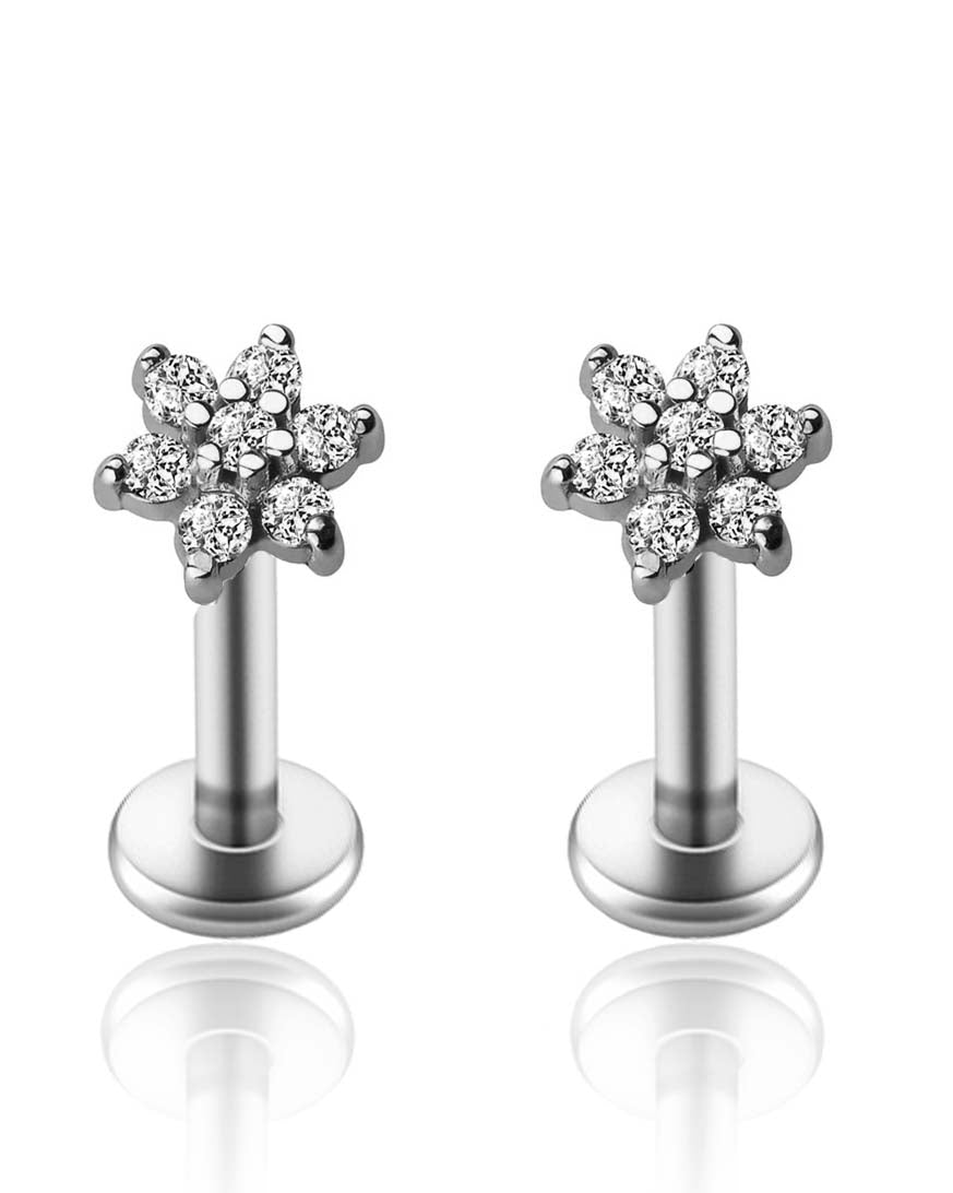 Miki Crystal Flower Ear Piercing Earring Stud Set