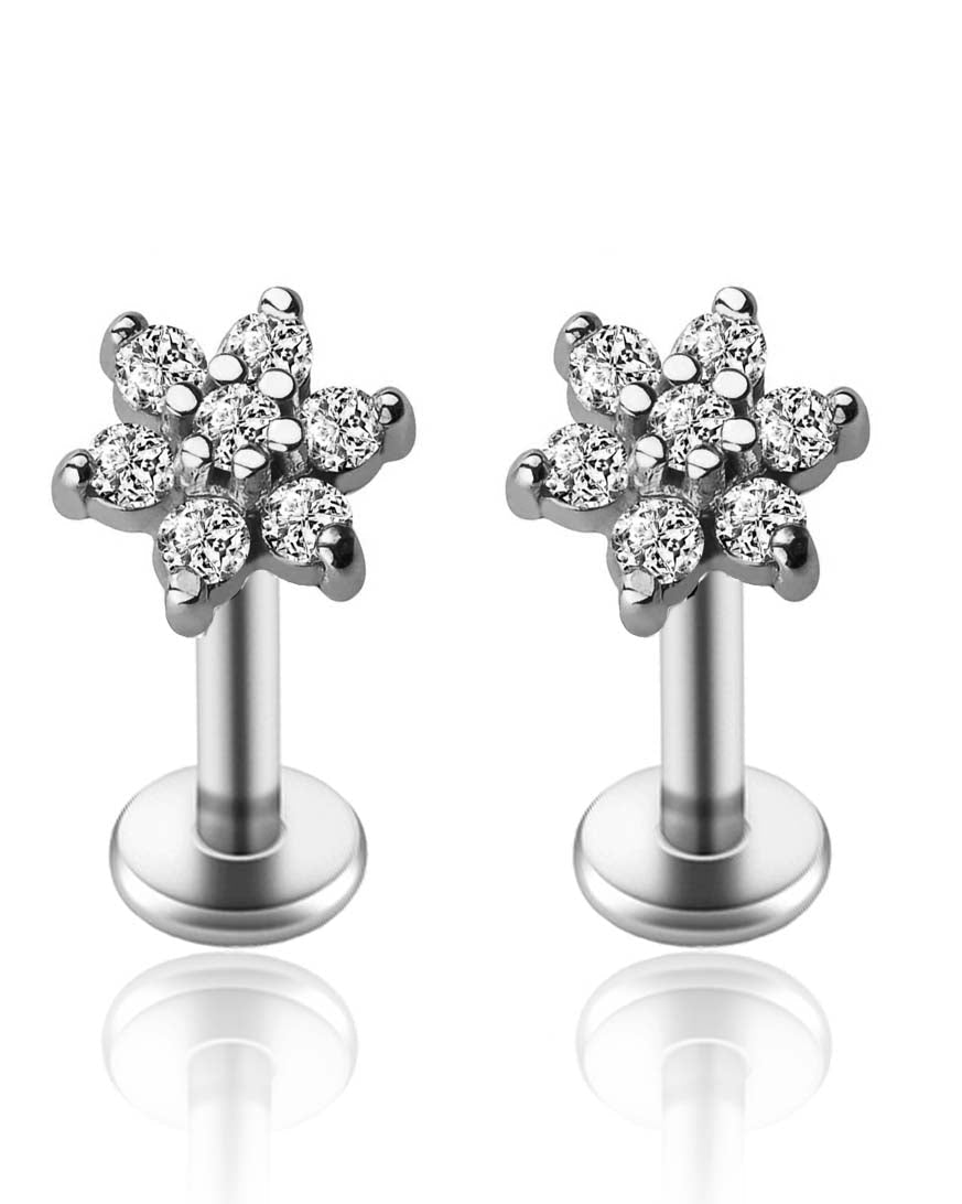 Miki Crystal Flower Ear Piercing Earring Stud Set