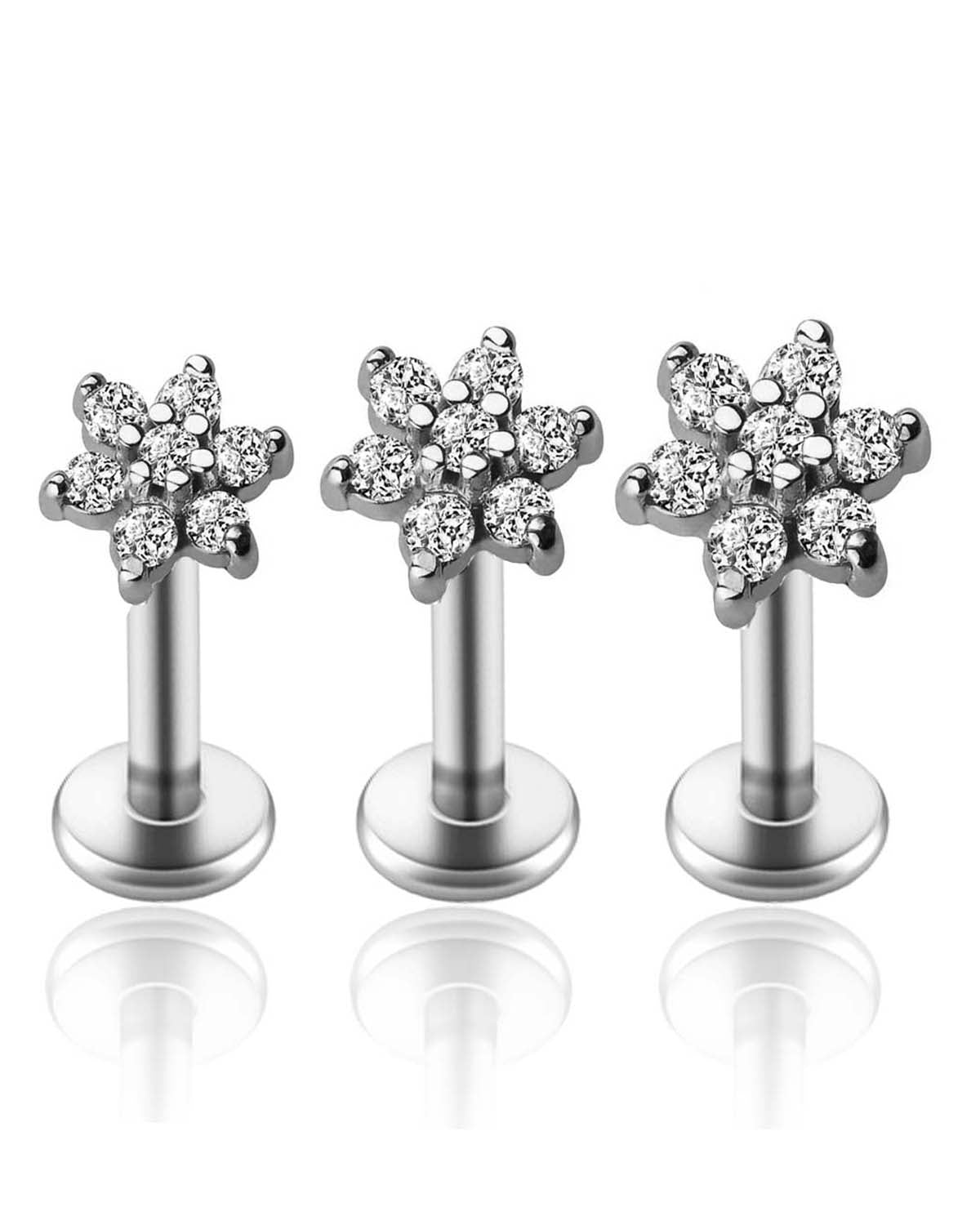 Miki Crystal Flower Ear Piercing Earring Stud Set