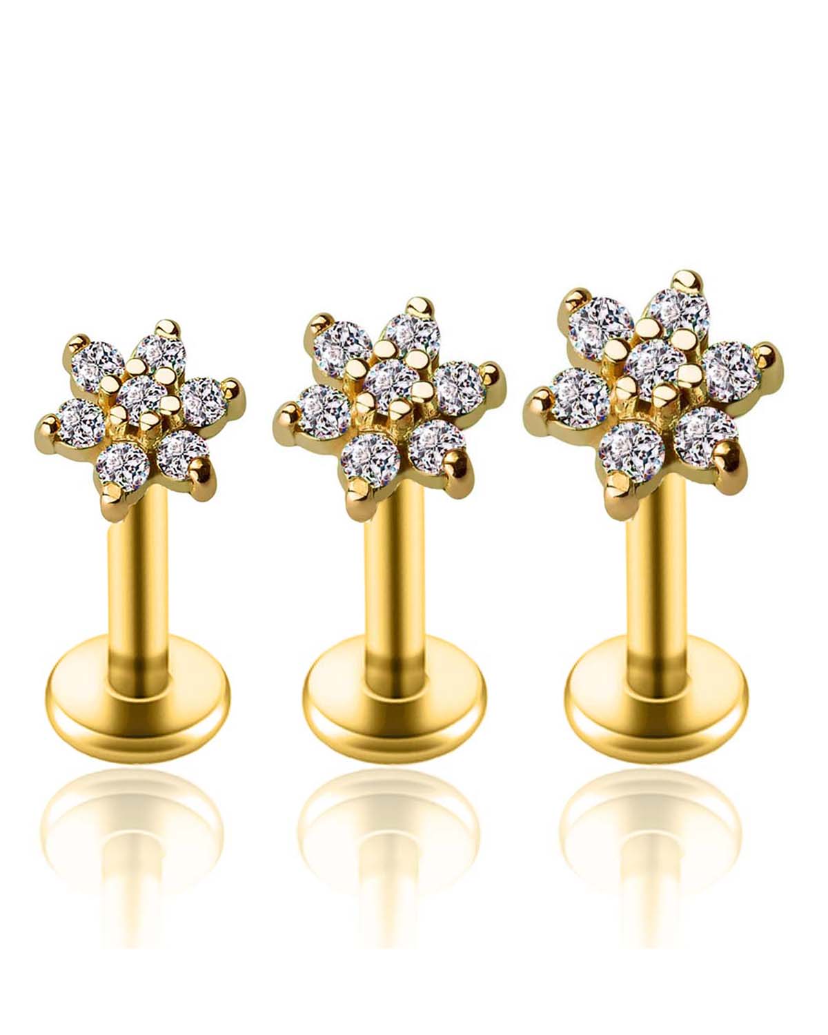 Miki Crystal Flower Ear Piercing Earring Stud Set