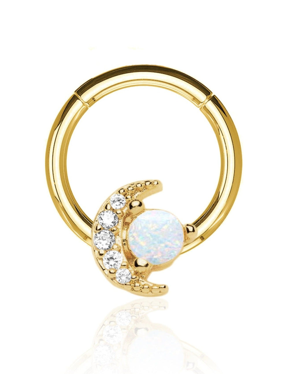 Venus Celestial Moon & Star Opal Ear Piercing Ring Hoop Clicker