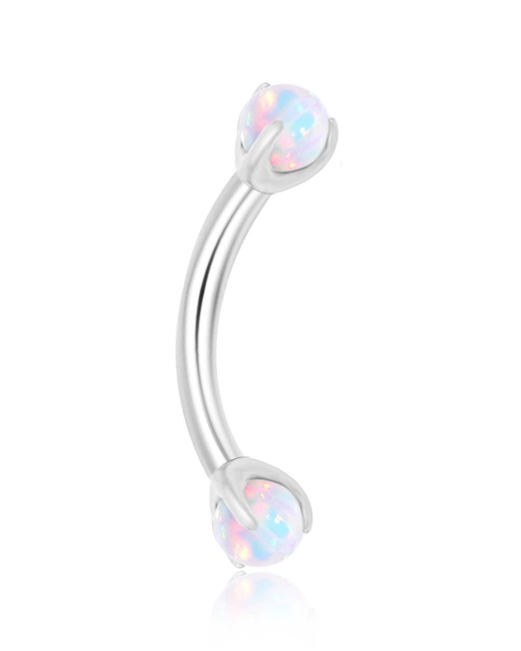 Luminous Opal Threaded Prong Rook Ear Piercing Jewelry Curved Barbell