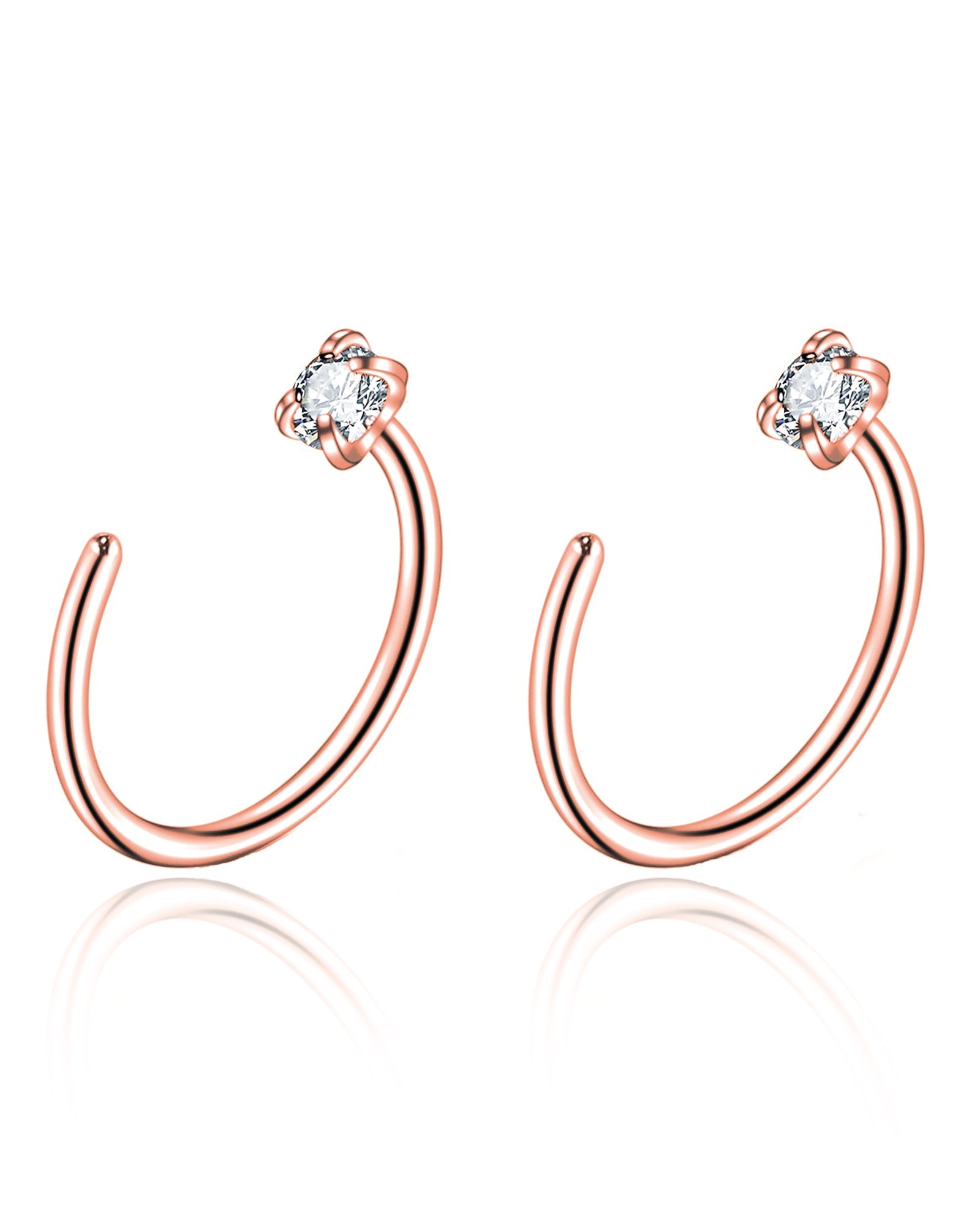 Em Minimalist Crystal Prong Hoop Ring Earrings