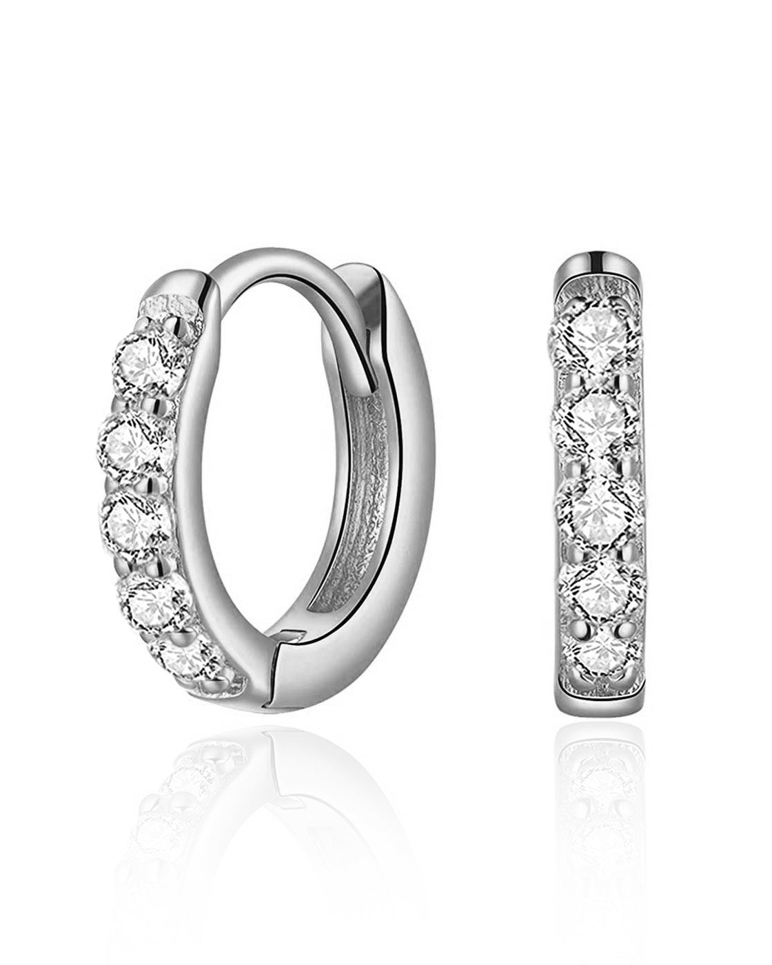 Glint Chunky Crystal Pave Hoop Huggie Earrings